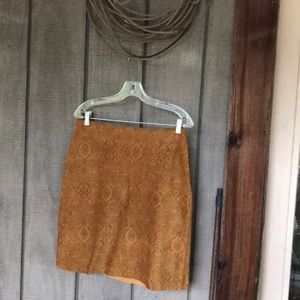 BRANDON THOMAS brown printed suave leather skirt M